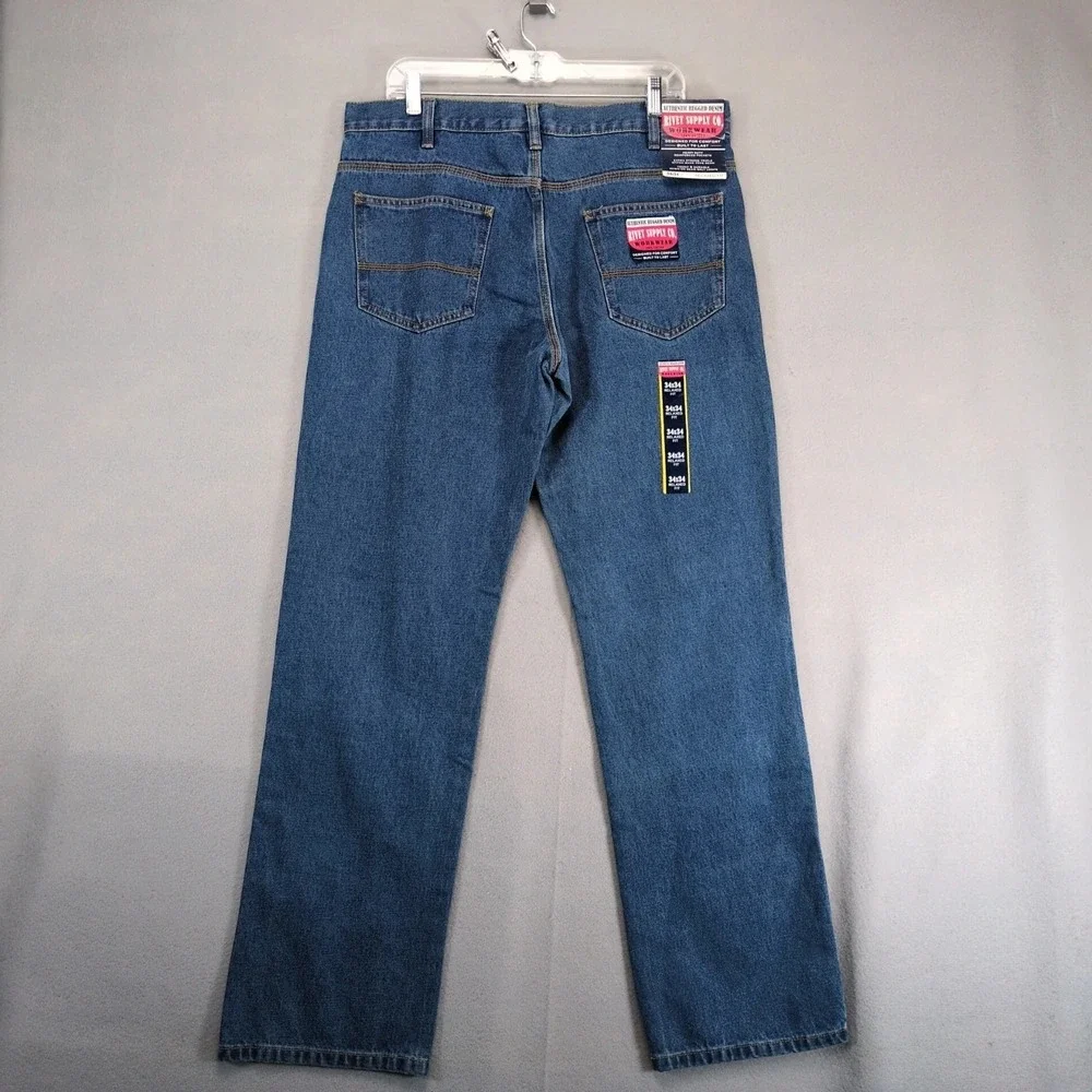 NWT Rivet Supply Co Workwear Jeans Mens 34x34 Relaxed Rugged Denim (36x34 Fit)